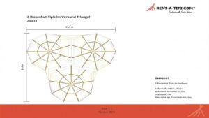 Riesenhut Tipi 3er Verbund Triangel Skizze